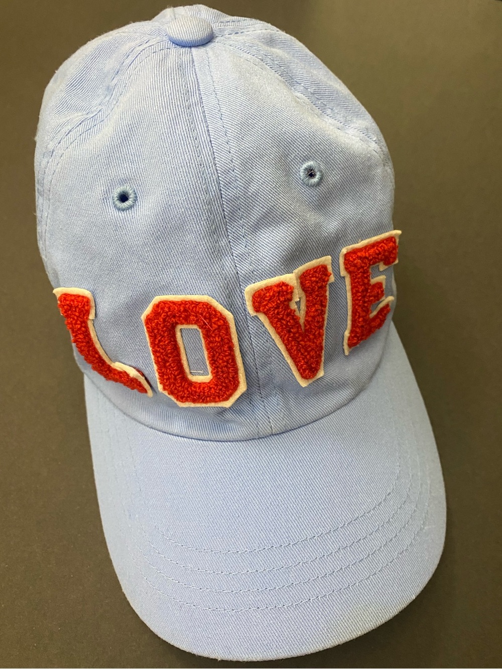 Tory Burch Sport LOVE Cap Baller Hat • in Blue with red chenille letters - Picture 3 of 13